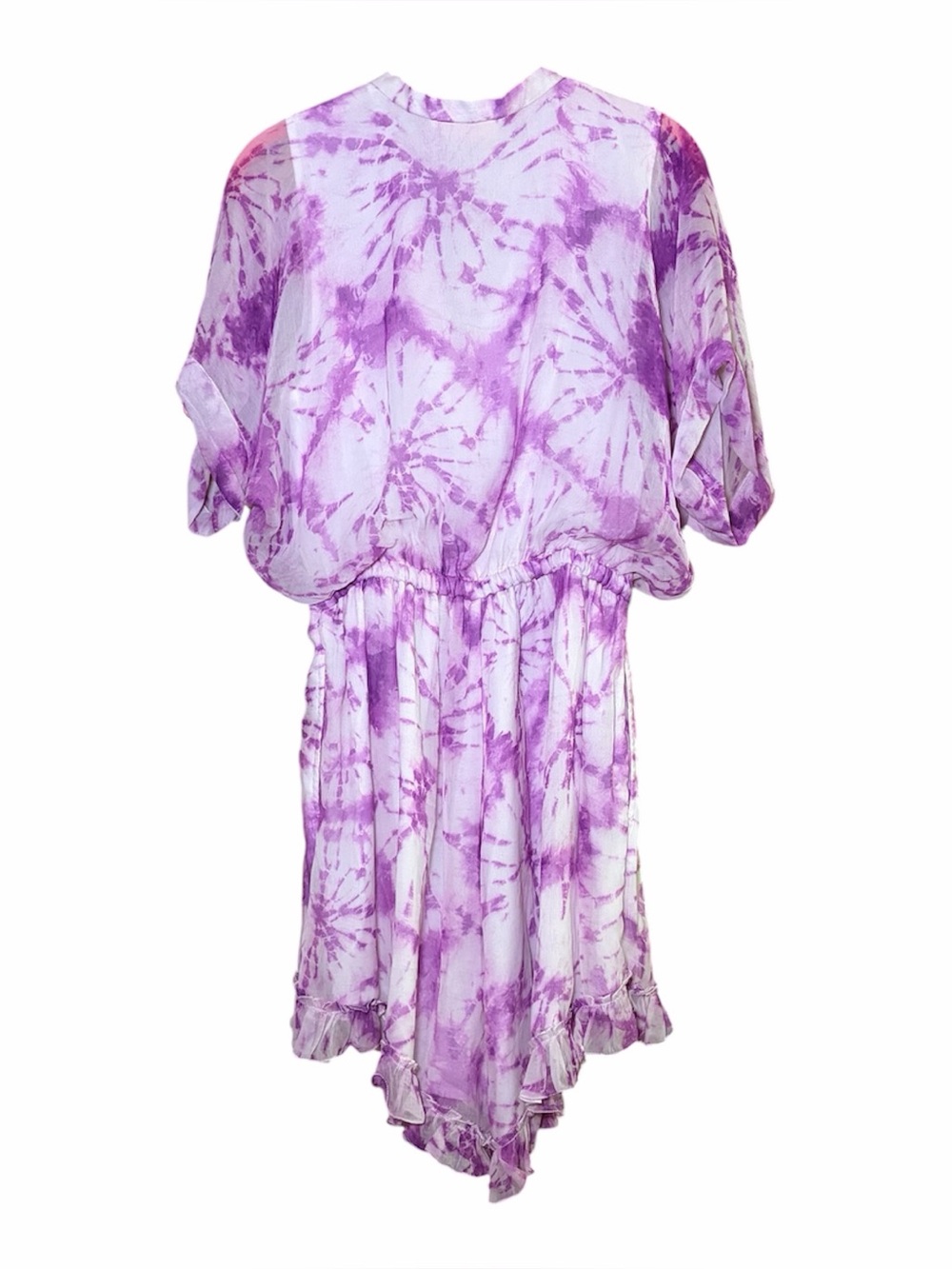 Rococo Sand Womens Ava Purple Tie Dye Short Sleeve Romper Viscose Lined Beachy S - Picture 5 of 8